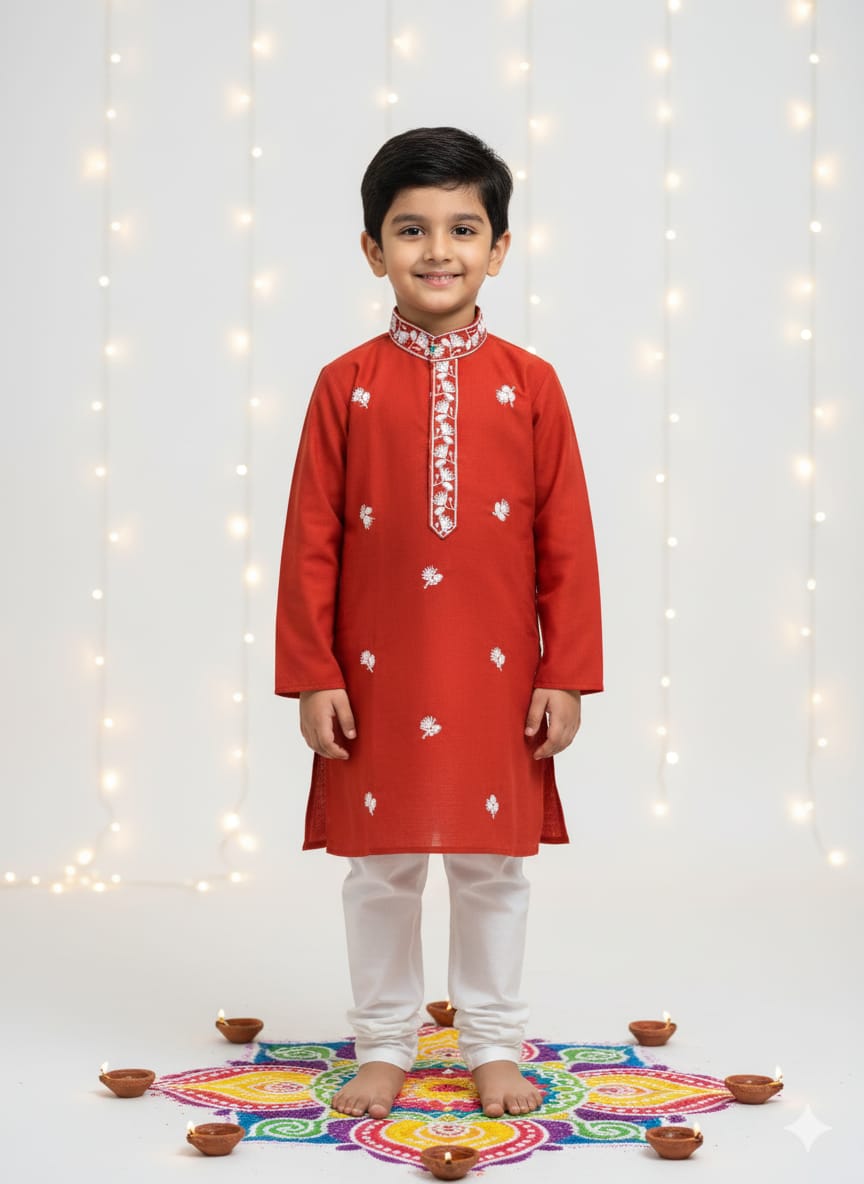 Dastoor Orange Kurta Pajama