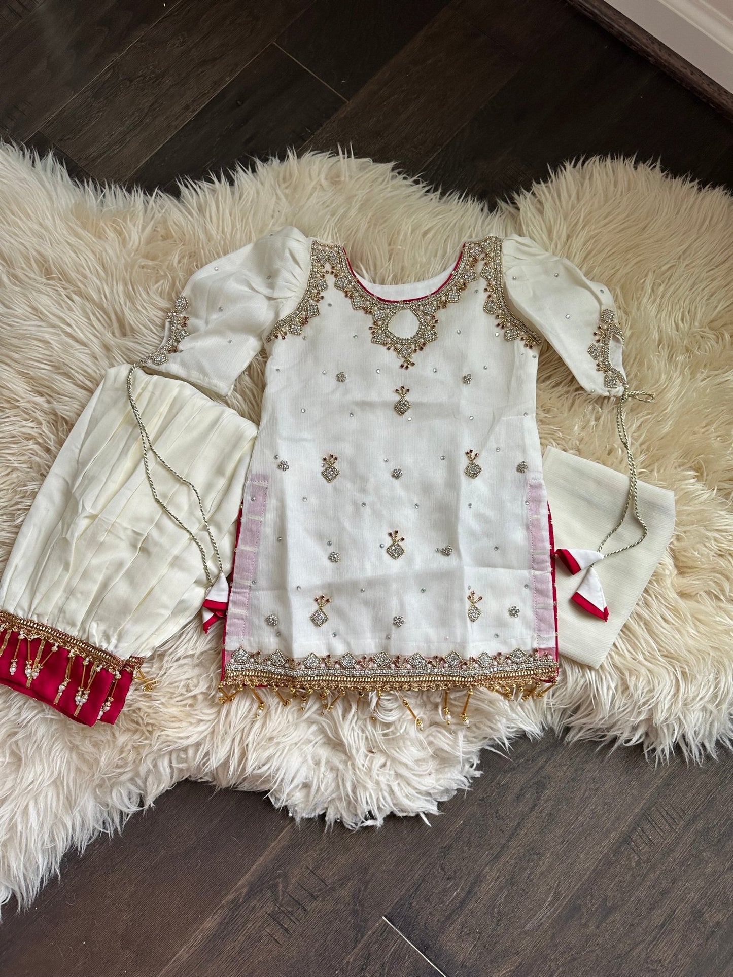 Chiffon White Patiala Suit - Zaree Kids