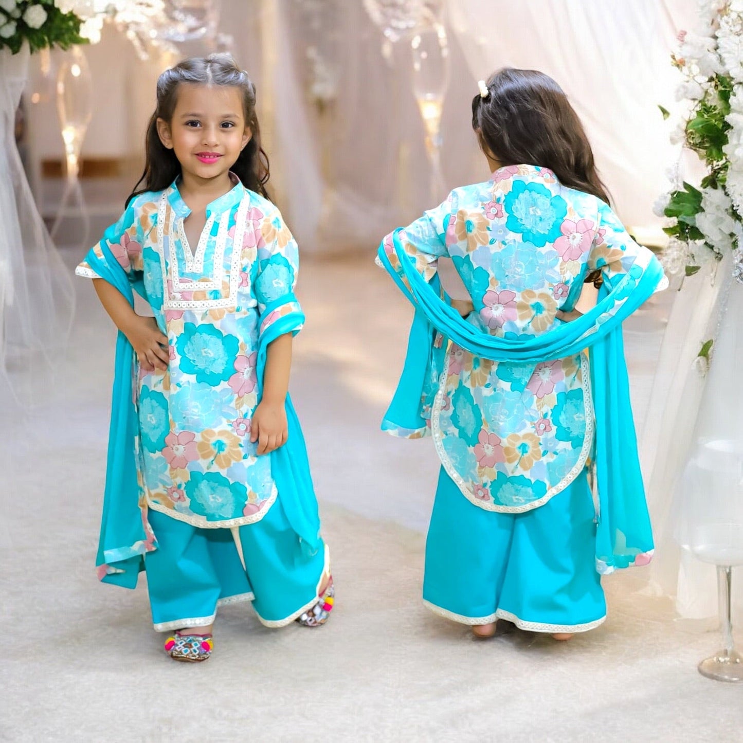 Cotton Floral Palazzo Suit - Zaree Kids