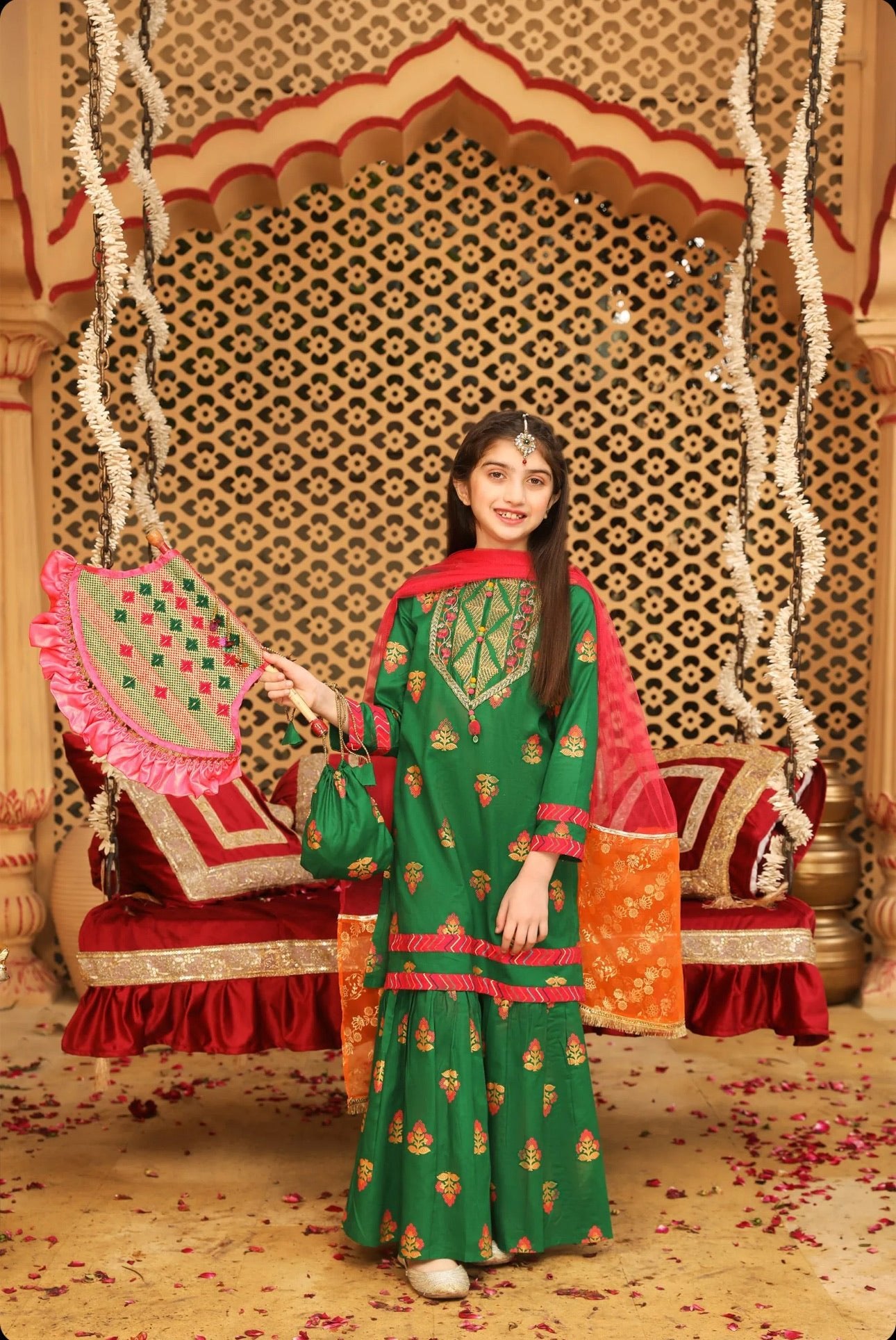 Green Gharara - Zaree Kids