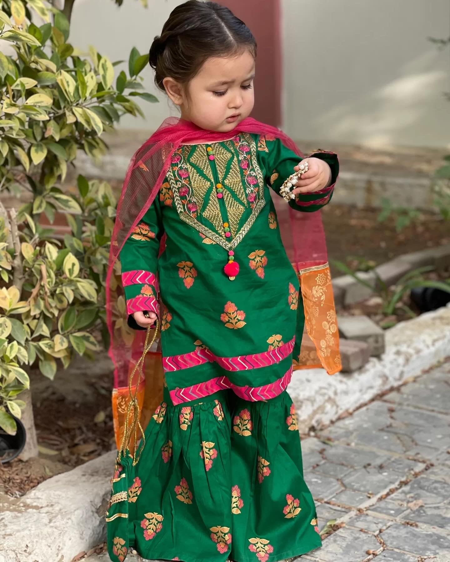 Green Gharara - Zaree Kids