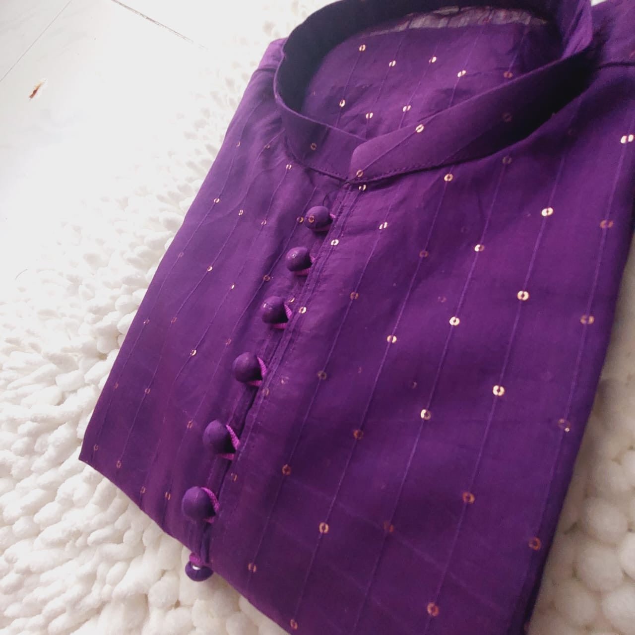 Purple Sequence Kurta w/ Trouser - Zaree Kids