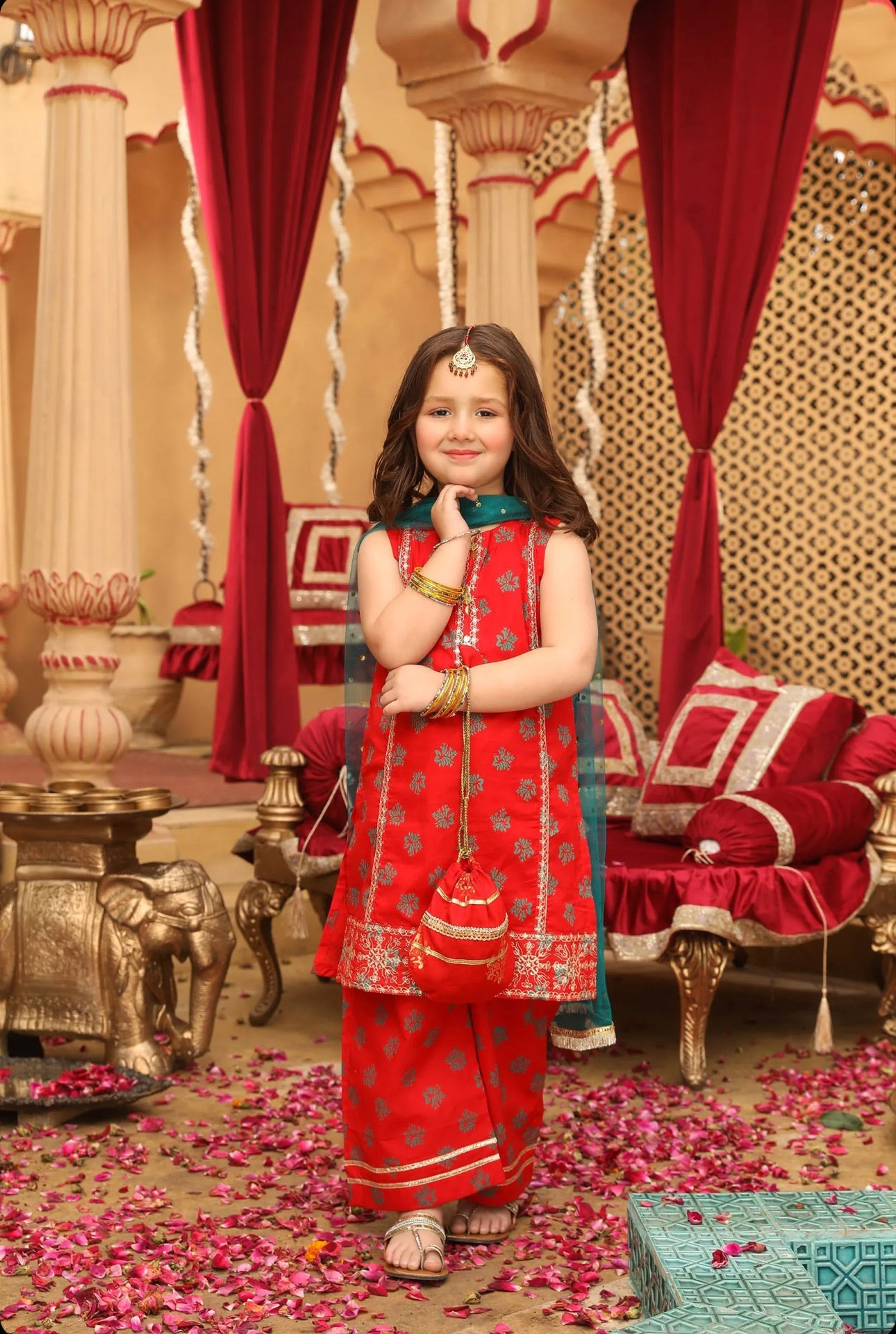 Red Gharara - Zaree Kids